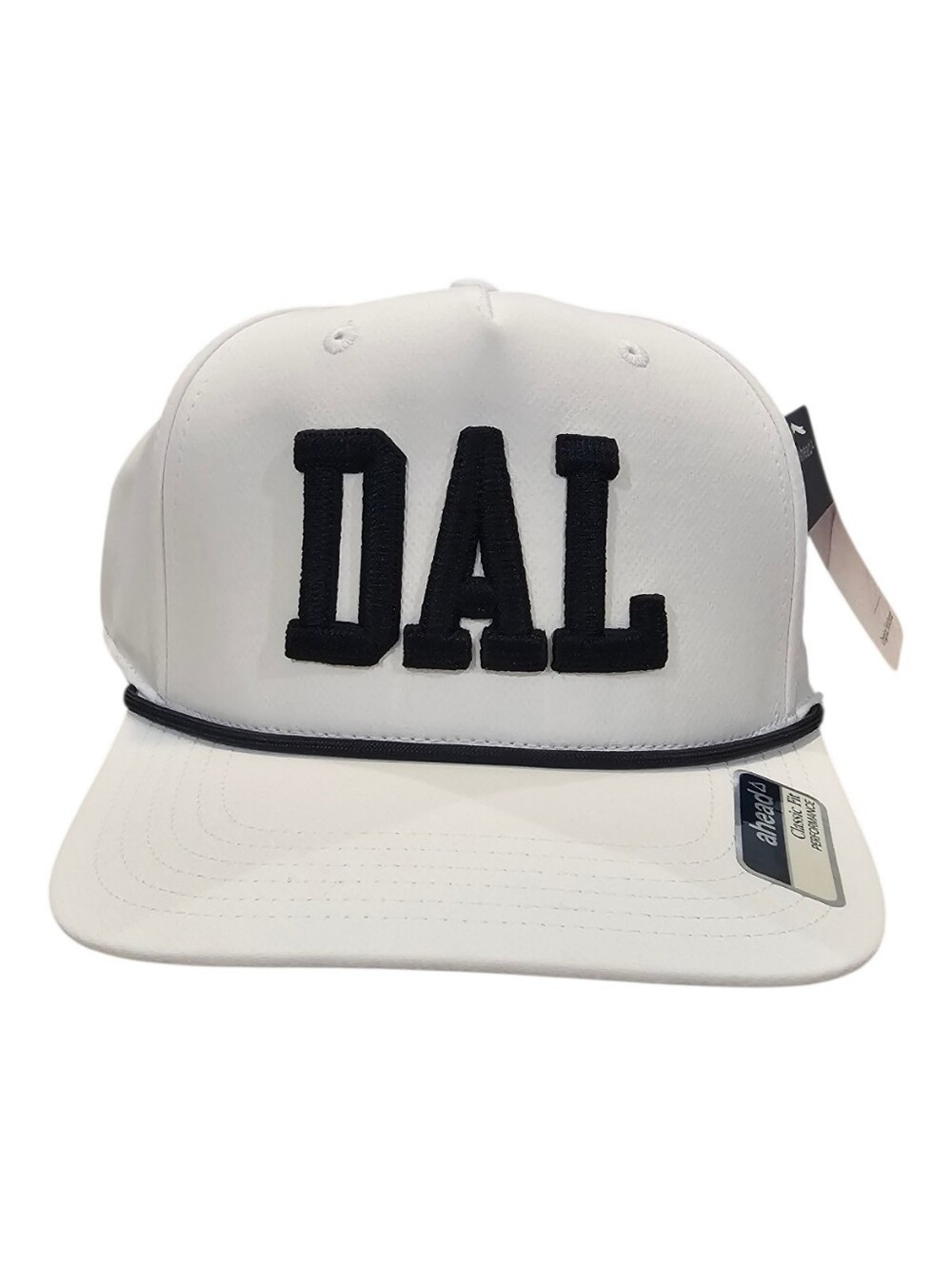 White 'DAL' Snapback Hat with Navy Embroidered Letters-Dallas Cowboys